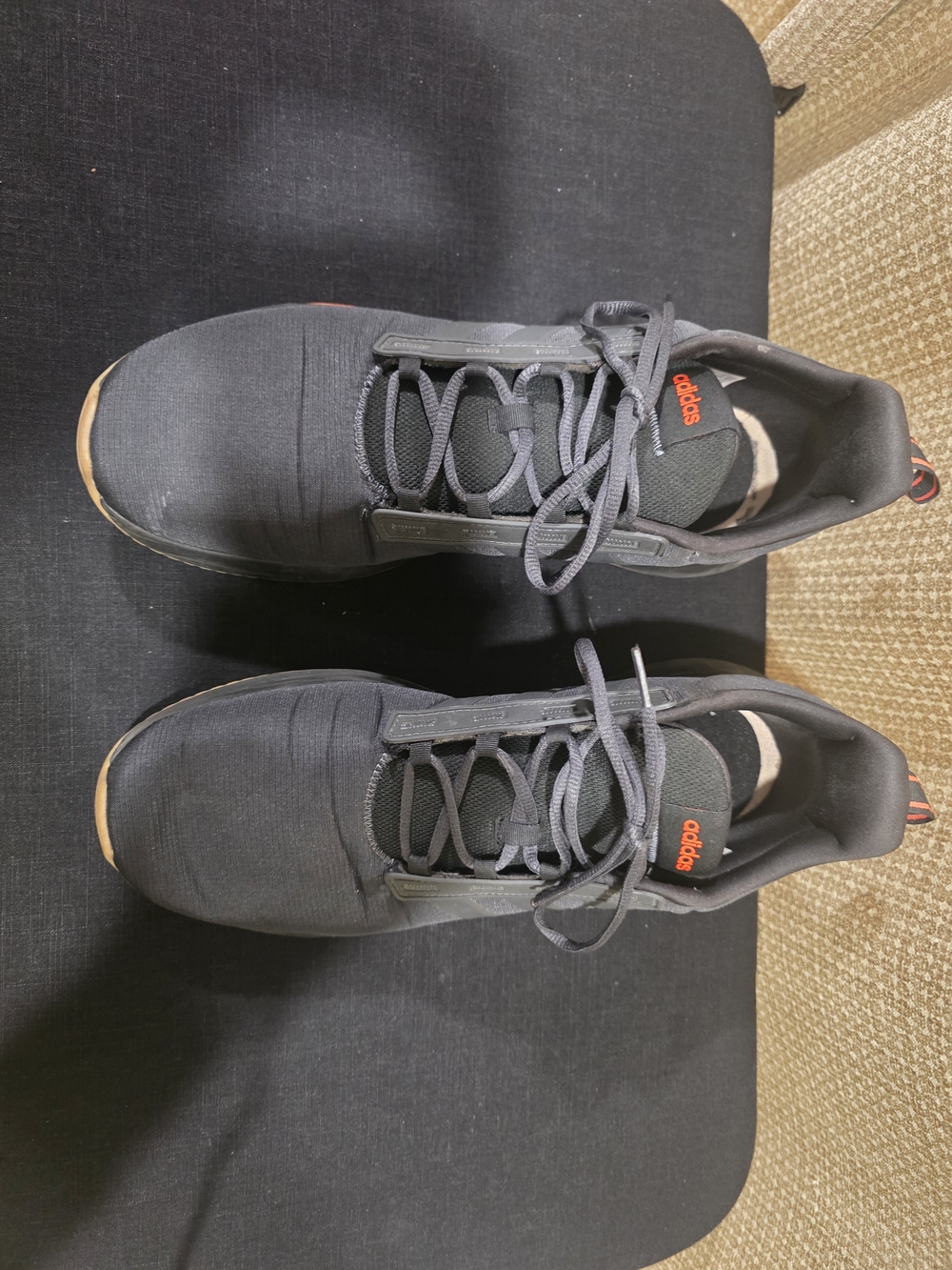 adidas Men’s Black Athletic Sneakers with Orange Accent